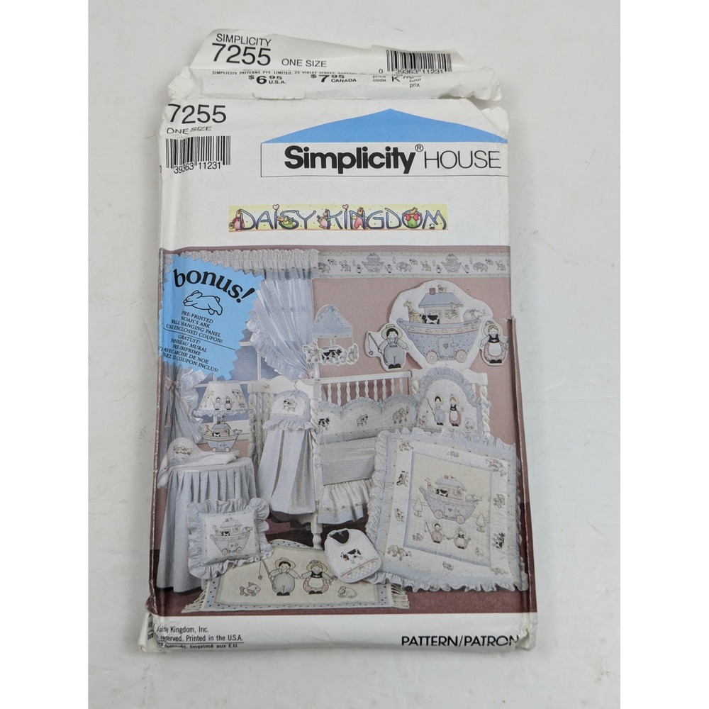 Simplicity 7255 Daisy Kingdom Crib Bedding & Room‎ Decor Sewing Pattern